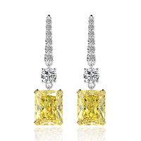 1 Pair Sweet Shiny Square Inlay Sterling Silver High Carbon Diamond White Gold Plated Drop Earrings sku image 2