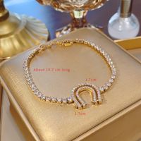 Fashion Commute Heart Shape Alloy Plating Metal Inlay Zircon 14k Gold Plated Women's Bracelets sku image 8