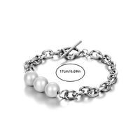 Ig Style Cool Style Heart Shape Titanium Steel Pearl Bracelets sku image 1