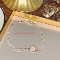 Fashion Commute Heart Shape Alloy Plating Metal Inlay Zircon 14k Gold Plated Women's Bracelets sku image 7