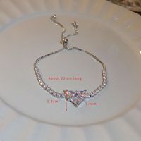 Fashion Commute Heart Shape Alloy Plating Metal Inlay Zircon 14k Gold Plated Women's Bracelets sku image 5