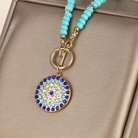 Retro XUPING Circle 304 Stainless Steel Plating Inlay Artificial Gemstones 18K Gold Plated Women's Pendant Necklace main image 1