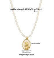 Vintage Style Flower Stainless Steel Imitation Pearl Beaded Plating 18k Gold Plated Pendant Necklace main image 2