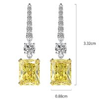1 Pair Sweet Shiny Square Inlay Sterling Silver High Carbon Diamond White Gold Plated Drop Earrings main image 2
