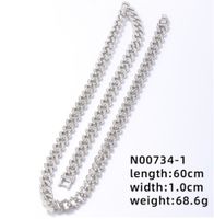Hip-hop Solid Color Alloy Plating Inlay Rhinestones White Gold Plated Gold Plated Men's Bracelets Necklace main image 2