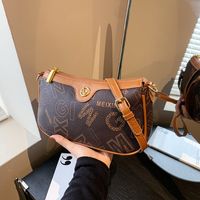 Women's Pu Leather Printing Vintage Style Square Zipper Shoulder Bag Square Bag Underarm Bag sku image 2