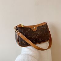 Women's Pu Leather Printing Vintage Style Square Zipper Shoulder Bag Square Bag Underarm Bag sku image 3