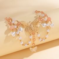 Cute Sweet Round Heart Shape Butterfly Arylic Imitation Pearl Agate Women's Necklace main image 4