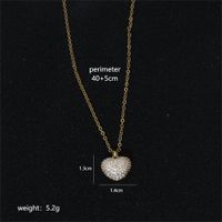 Vintage Style Heart Shape Windmill Stainless Steel Copper 18k Gold Plated Zircon Pendant Necklace In Bulk main image 2