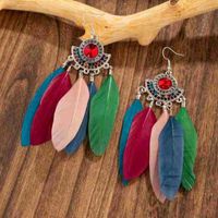 1 Pair Vintage Style Bohemian Geometric Color Block Plating Alloy Feather Ear Hook main image 1