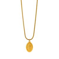 304 Stainless Steel 18K Gold Plated Simple Style Classic Style Carving Geometric Zircon Pendant Necklace main image 4