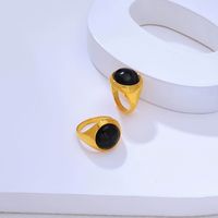 304 Stainless Steel Retro Plating Inlay Round Agate Rings main image 3