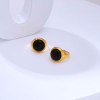 304 Stainless Steel Retro Plating Inlay Round Agate Rings main image 1