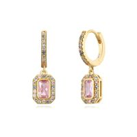 1 Pair Simple Style Shiny Rectangle Inlay Copper Zircon Drop Earrings main image 1
