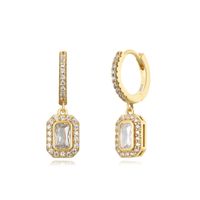 1 Pair Simple Style Shiny Rectangle Inlay Copper Zircon Drop Earrings main image 6