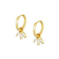1 Pair Simple Style Shiny Shamrock Inlay Copper Zircon Drop Earrings sku image 1