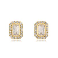 1 Paire Style Simple Rectangle Incruster Le Cuivre Zircon Boucles D'oreilles main image 6