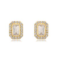 1 Pair Simple Style Rectangle Inlay Copper Zircon Ear Studs sku image 2