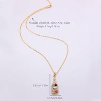 Cool Style Shiny Wine Bottle Copper 18k Gold Plated Gem Zircon Pendant Necklace In Bulk main image 2