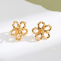1 Pair Lady Modern Style Flower Plating Copper Ear Studs main image 1
