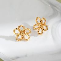 1 Pair Lady Modern Style Flower Plating Copper Ear Studs main image 3