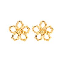1 Pair Lady Modern Style Flower Plating Copper Ear Studs main image 6