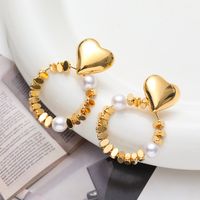 1 Pair Elegant Classic Style Streetwear Geometric Heart Shape Copper Drop Earrings sku image 1