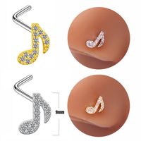 Casual Notes Stainless Steel Alloy Copper Plating Inlay Zircon White Gold Plated Gold Plated Nose Studs main image 1