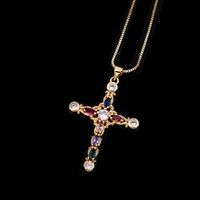Elegant Simple Style Cross Copper 18k Gold Plated Zircon Pendant Necklace In Bulk main image 5