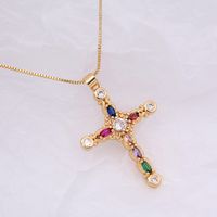 Elegant Simple Style Cross Copper 18k Gold Plated Zircon Pendant Necklace In Bulk main image 1