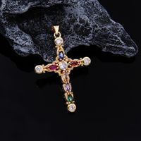 Elegant Simple Style Cross Copper 18k Gold Plated Zircon Pendant Necklace In Bulk main image 3