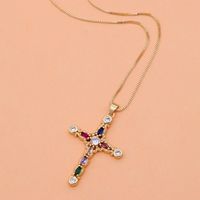 Elegant Simple Style Cross Copper 18k Gold Plated Zircon Pendant Necklace In Bulk main image 4