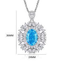 Elegant Sweet Color Block Oval Sterling Silver Plating Inlay High Carbon Diamond Pendant Necklace main image 2