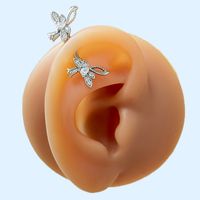 1 Pièce Décontractée Style Simple Animal Forme De Cœur Incruster Acier Inoxydable Le Cuivre Strass Zircon Or Blanc Plaqué Boucles D'oreilles Cartilage main image 8