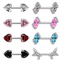 1 Piece Casual Simple Style Animal Heart Shape Inlay Stainless Steel Copper Rhinestones Zircon White Gold Plated Cartilage Earrings main image 1