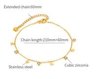 Vintage Style Simple Style Butterfly 304 Stainless Steel Inlay Zircon Women's Anklet main image 2