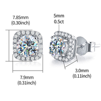 1 Pair Elegant Lady Geometric Gra Inlay Sterling Silver Moissanite Silver Plated Ear Studs main image 2