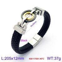 Hip Hop Retro Bloque De Color Acero Inoxidable Cuero Sintético Hombres Brazalete sku image 1