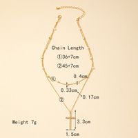 Simple Style Classic Style Cross Alloy Plating Inlay Artificial Rhinestones 14k Gold Plated Women's Double Layer Necklaces main image 6