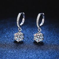 1 Pair Glam Classic Style Shiny Geometric Inlay Sterling Silver Zircon White Gold Plated Drop Earrings main image 7