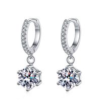 1 Pair Glam Classic Style Shiny Geometric Inlay Sterling Silver Zircon White Gold Plated Drop Earrings main image 6
