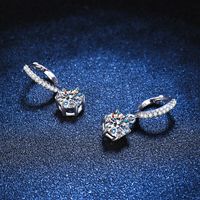 1 Pair Glam Classic Style Shiny Geometric Inlay Sterling Silver Zircon White Gold Plated Drop Earrings main image 4