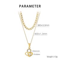 Stainless Steel Titanium Steel 18K Gold Plated Simple Style Hollow Out Inlay Heart Shape Crown Zircon Double Layer Necklaces main image 2