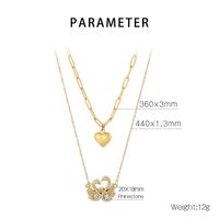 Stainless Steel 18K Gold Plated Elegant Lady Inlay Letter Heart Shape Zircon Layered Necklaces main image 2