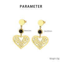 1 Pair Elegant Lady Heart Shape Plating Stainless Steel Drop Earrings main image 11