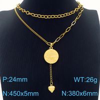 Stainless Steel 18K Gold Plated Elegant Lady Inlay Letter Heart Shape Zircon Layered Necklaces sku image 4