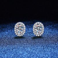 1 Pair Modern Style Simple Style Classic Style Geometric Inlay Sterling Silver Zircon White Gold Plated Ear Studs main image 1