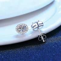 1 Pair Modern Style Simple Style Classic Style Geometric Inlay Sterling Silver Zircon White Gold Plated Ear Studs main image 4