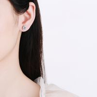 1 Pair Modern Style Simple Style Classic Style Geometric Inlay Sterling Silver Zircon White Gold Plated Ear Studs main image 6