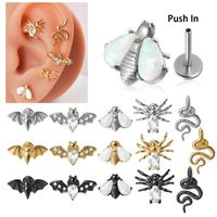 Décontractée Style Simple Animal Insecte Acier Inoxydable Placage Incruster Pierres Précieuses Artificielles Zircon Goujon De Lèvre Boucles D'oreilles main image 10